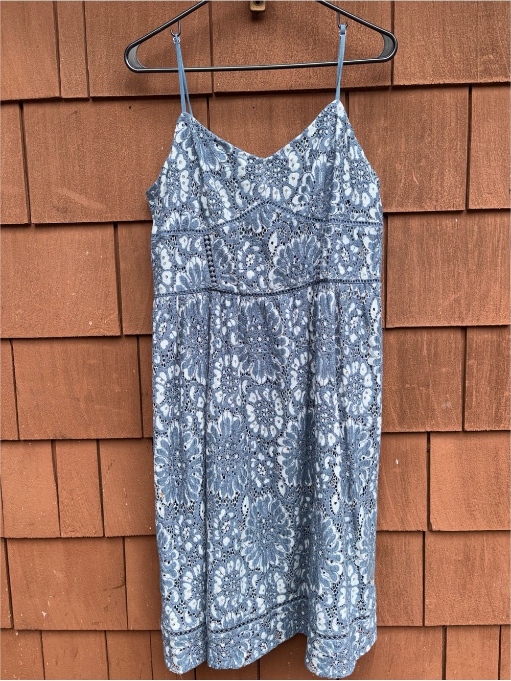LOFT Denim-Blue Lace V-Neck Dress